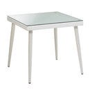 Tavolo da Giardino in Polyrattan con Vetro 90x90H77cm Adila Bianco Crema