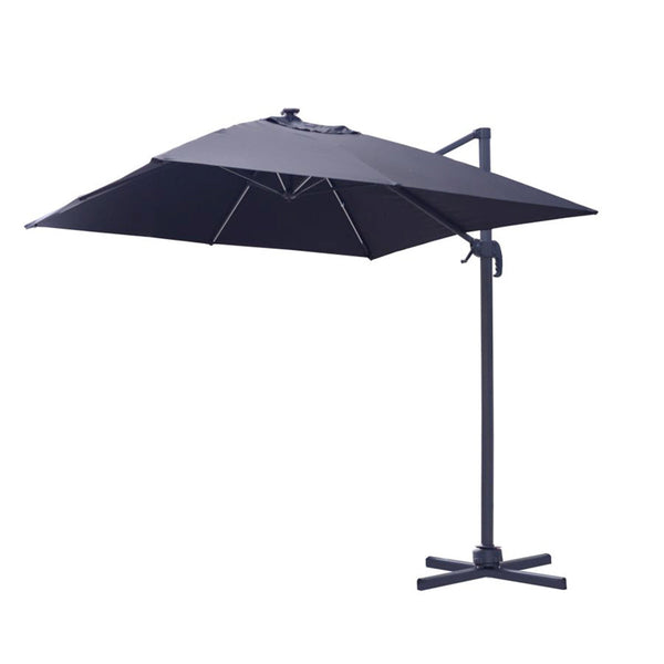 acquista Parasol de jardin décentralisé 3x3m en aluminium avec LED Florida noire