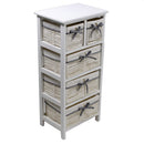 Cassettiera 5 Cassetti in Legno 38x28x81cm Hilary Bianca