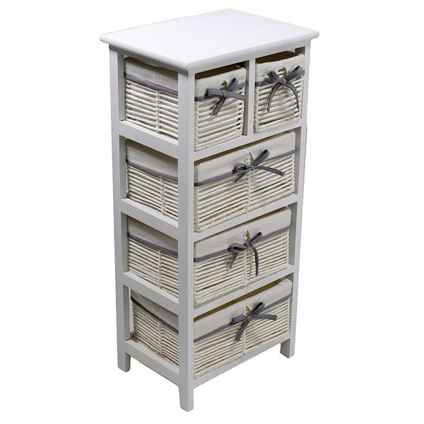Commode 5 tiroirs Hilary en bois blanc 38x28x81cm acquista