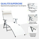 Lettino da Giardino Piscina Pieghevole Schienale Regolabile Crema Bianco 180x63.5x65 cm