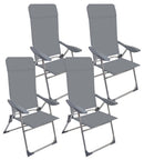 Set 4 Sedie a Sdraio Reclinabili Pieghevoli 59x64x108 cm in Alluminio e Textilene Grigio