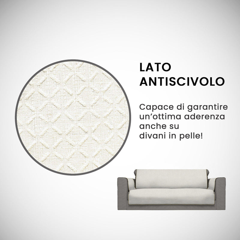 Copridivano con Copri Braccioli in Poliestere Panna Varie Misure