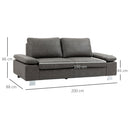 Divano 2 Posti 200x88x86 cm Seduta Imbottita e Braccioli Regolabili in Similpelle Grigio