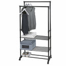 Stender Appendiabiti Doppio 77x34x160 cm in Metallo e Plastica Nero