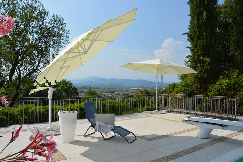 Ombrellone da Giardino Decentrato Ø3,5m in Alluminio Telo in Poliestere Mosini Jazz Bianco