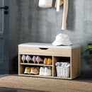 Scarpiera Salvaspazio Imbottita con Spazio a Scomparsa 80x30x45 cm in Legno e Pelle PU Colore Legno  