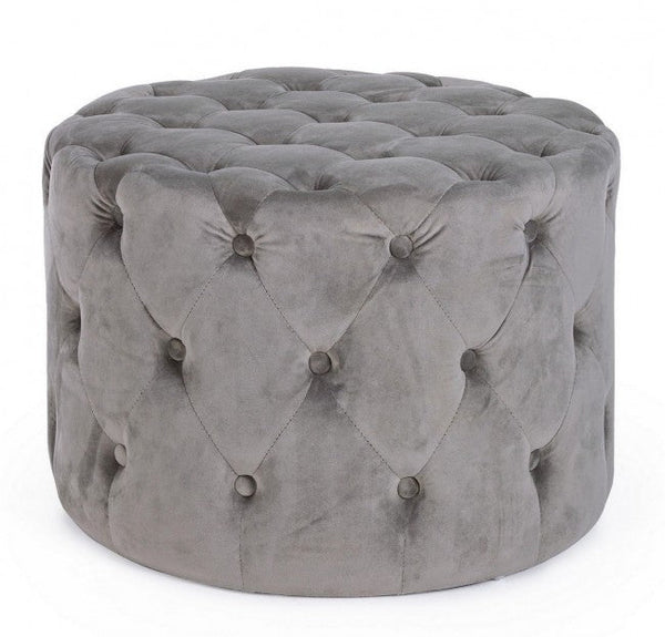 online Pouf Lorella en Tissu Effet Velours Gris