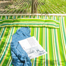 Amaca Matrimoniale in Cotone 284x140 cm a Righe Verde Giallo e Bianco 