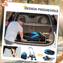 Passeggino per Cani Convertibile in Trasportino 82x49,5x98 cm in Acciaio e Poliestere Azzurro e Nero   