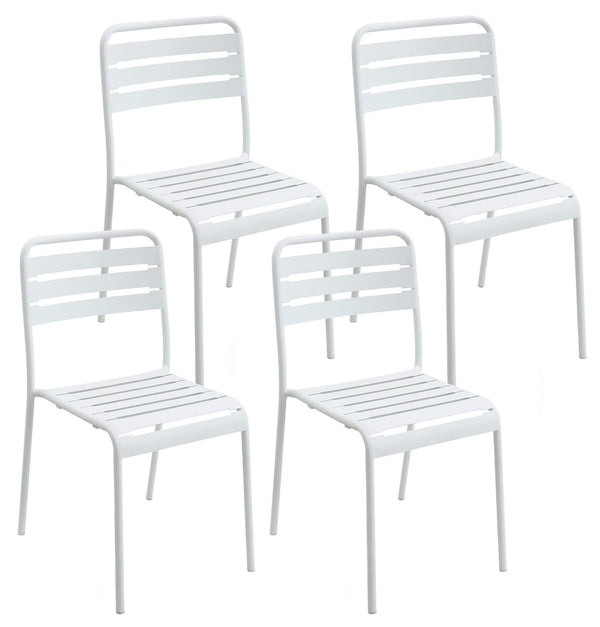 acquista Lot de 4 chaises de jardin en acier blanc Kraus Brunelleschi
