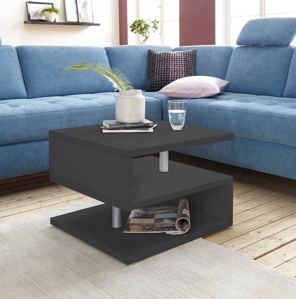 Tavolino a S con Ripiani a Giorno 55x41,5x55 cm Zeta Grigio Antracite online