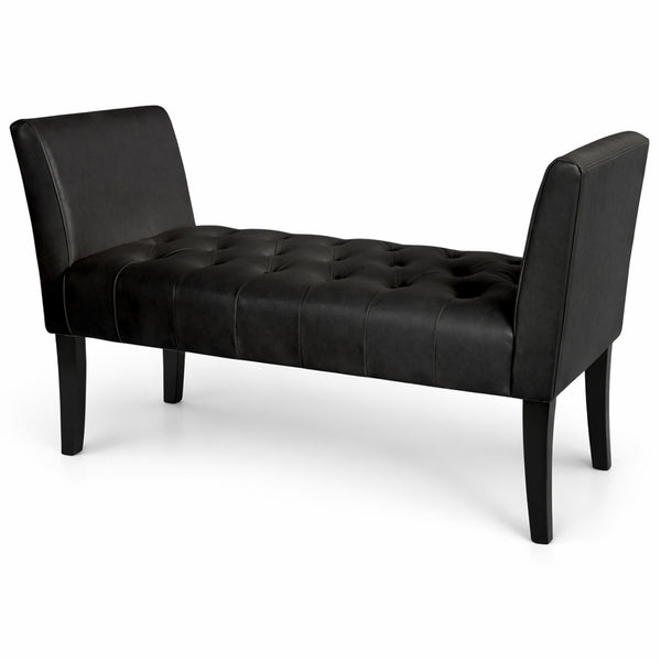 prezzo Panca Fondoletto Ingresso 111x40x60 cm con Piedi in Legno e Rivestimento Ecopelle Nero