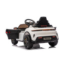 Macchina Elettrica per Bambini Porsche Taycan Turbo S 12V con Telecomando Bluetooth Luci LED e Tappetini Bianco