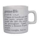 Tazzina Caffè Zodiaco "gemelli" Ø6x6,5 cm in Bone China VdE Tivoli 1996 Bianco