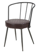 Poltrona Iron Line 52x58x75 cm in Ferro e Spugna e PU Marrone e Grigio
