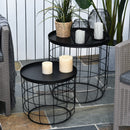 Set 2 Tavolini in Metallo Ø50x50 cm e Ø41,5x35,5 cm  Net Nero