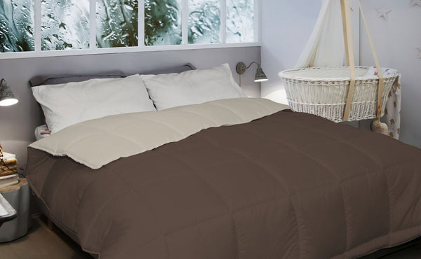 Couette en Microfibre 300gr Double Face Marron/Crème online