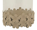 Porta Candele Dune con Vetro Ø14x21 cm in Ferro e Vetro Crema      