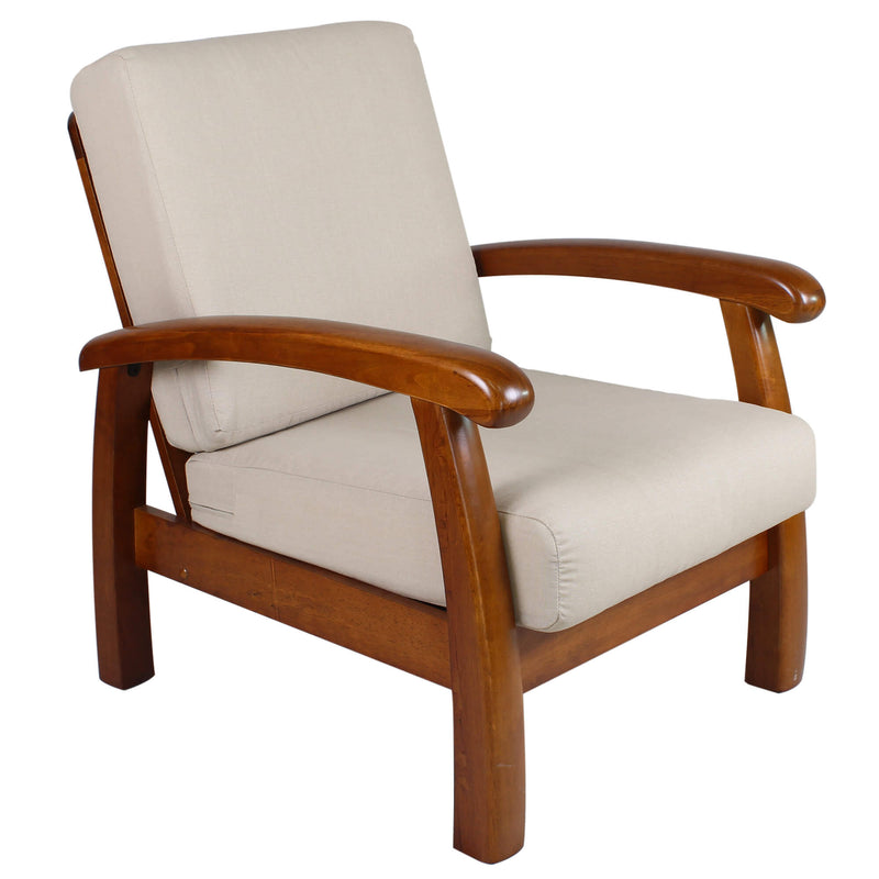 Poltrona in Legno con Cuscini 66x85x83cm Vandi Ecru