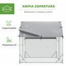 Recinto per Galline 280x190x197 cm con Tetto e Copertura Anti UV in Metallo Galvanizzato Argento      