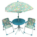 Set Tavolino + 2 Sedie da Giardino per Bambini Soriani Unicorni Blu