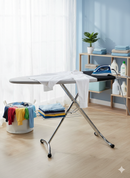 Asse da Stiro Luxor Profi 123x48 cm Area Ignifuga Salvaspazio Altezza Regolabile Ripiano Sottostante