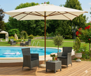 Ombrellone da Giardino 3x3 m Palo Ø48 mm Quadrato Struttura in Legno Vorghini Ecrù