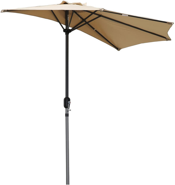 online Demi Parasol de Jardin 270x135x200 cm en Acier et Tissu Beige