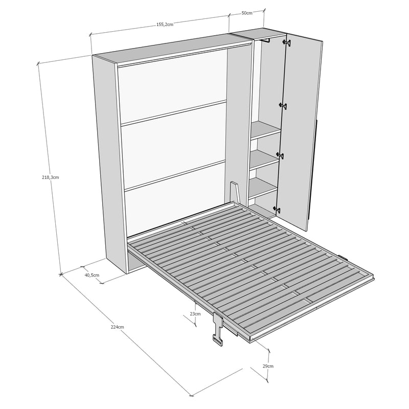 Letto Matrimoniale Francese A Scomparsa 140 Versia Con Armadio 1 Anta Sx Argilla      