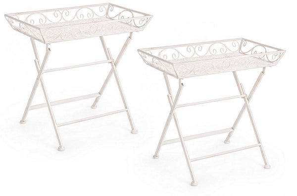 Set 2 Tavolini 63x40x60 cm Emily in Acciaio