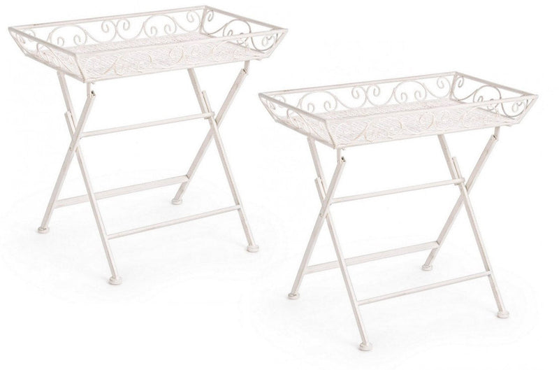 Set 2 Tavolini 63x40x60 cm Emily in Acciaio