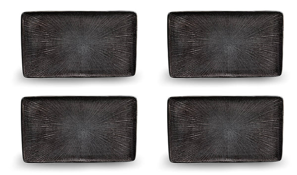 prezzo Set 4 Assiettes Rectangulaires 30x18x2,5 cm en Grès Kaleidos Sirius Neri
