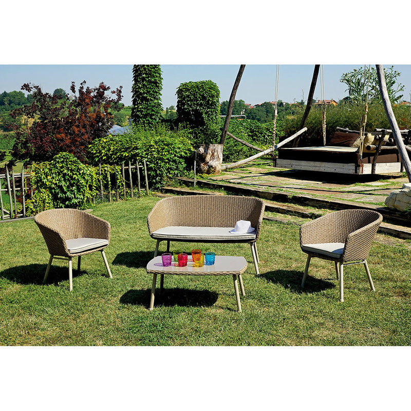 Set da Giardino in Wicker e Alluminio Vorghini Malaga Grigio