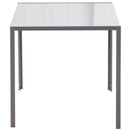 Tavolo Quadrato 75x75x75 cm in Metallo e Vetro Temperato Grigio