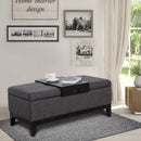 Cassapanca Imbottita con Vano Portaoggetti e Vassoio Grigio 107x50x44 cm 