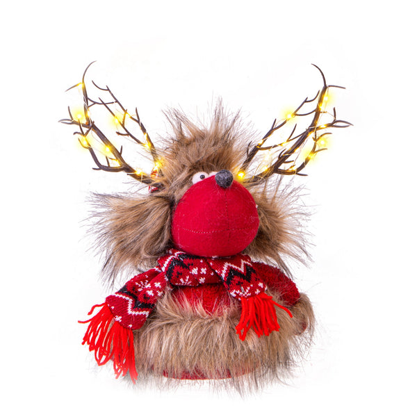 sconto Renne à Led H35 cm en Tissu Rouge