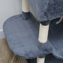 Albero per Gatti 60x50x206A cm con 4 Pali Graffiatoi Cesti Amache per 1-3 Gatti 6 kg in Peluche e Sisal Grigio Scuro      