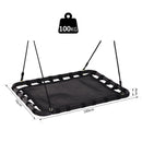 Altalena a Nido da Giardino Rettangolare con Anelli per Bambini Nero 100x76x4 cm 