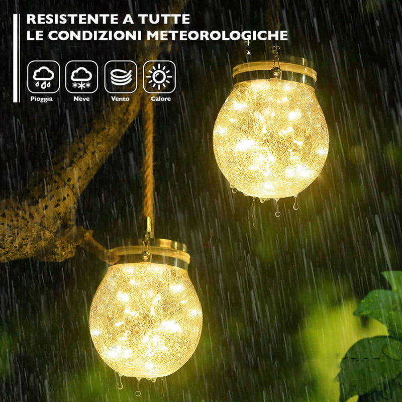 Set 2 Lanterne Decorative per Esterni con Pannello Solare Luce Calda