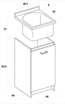 Mobile Lavatoio 45x50x85cm Anta Asse in Termoplastico Montegrappa Marella Bianco Destra con Cesto