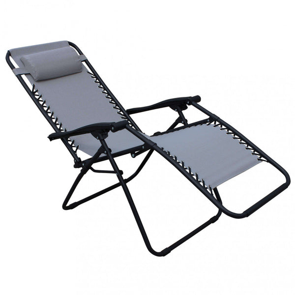 Chaise longue pliante inclinable Zero Gravity 88x65x110 h cm en acier et textilène gris clair prezzo