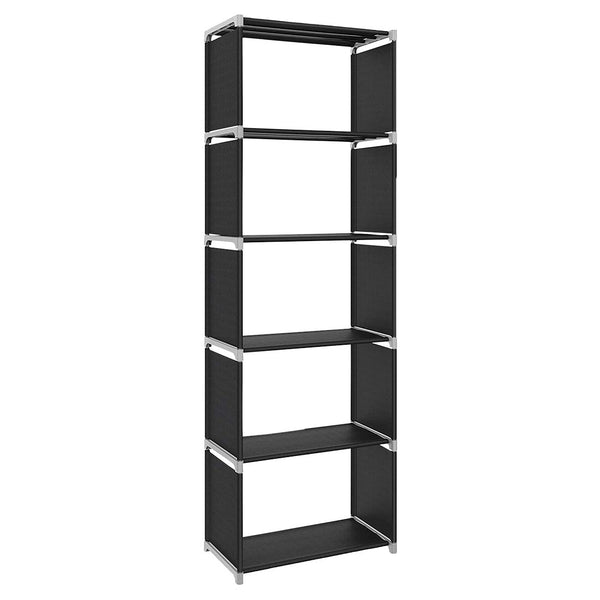 sconto Bibliothèque modulable 5 étagères 50x30x180 cm en tissu TNT noir
