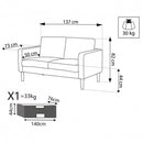 Divano 2 Posti Ramsey 137x73x82 h cm in Tessuto Grigio chiaro