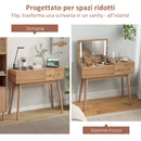 Tavolo da Trucco con Specchio a Luci LED 100x40x87 cm con Organizer Interno Rivestimento in Melamina Noce  