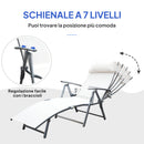 Lettino da Giardino Piscina Pieghevole Schienale Regolabile Crema Bianco 180x63.5x65 cm
