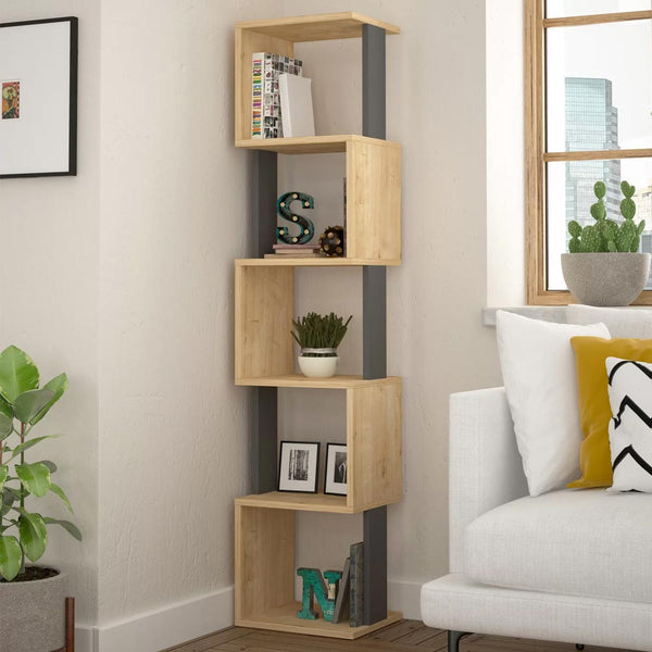 Libreria 161x35x30 cm Design Moderno Scaffale Modulare 5 Ripiani in MDF Grigio prezzo