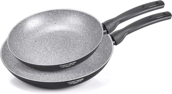 acquista Set 2 Padelle Ø24-28 cm Antiaderente Induzione in Alluminio Effetto Pietra Moneta Insieme