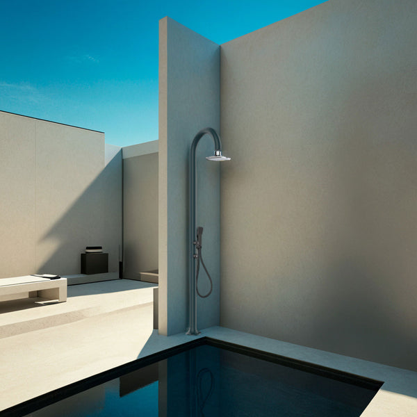 Doccia da Giardino in Alluminio Soffione Led e Doccino Sined Luna Alu D Grigio prezzo