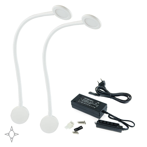 prezzo Kuma Square Led Applique Murale Bras Flexible Capteur Tactile Lumière Blanche Plastique Blanc Emuca